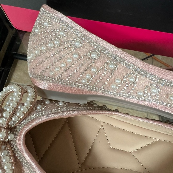 Elegant Pink pearl bow Flat shoes - Picture 3 of 7